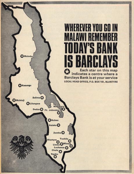 commercial map of Malawi for Barclays