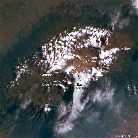 Real color satellite view of Kilimanjaro