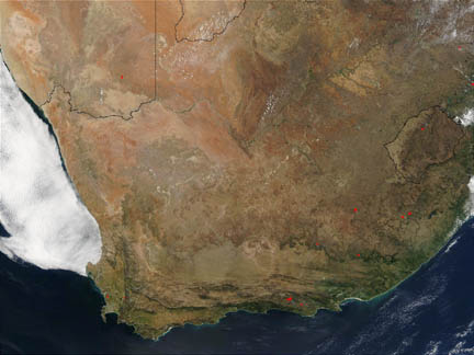 Satellite view of South Africa coast