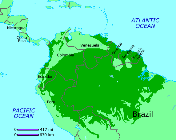 Latin America rainforest map