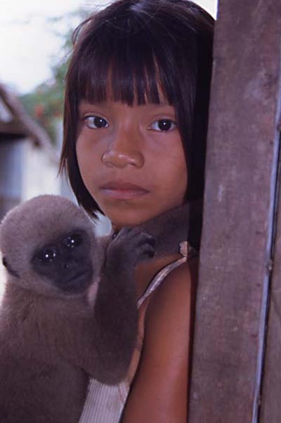 girl with monkey photo