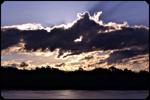 Photo of sunset over the Amazon River