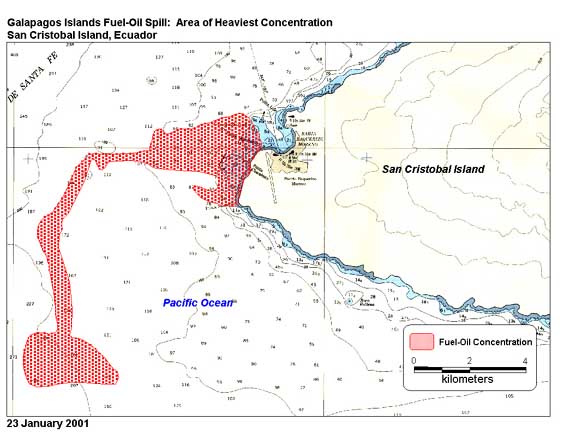 Image of Galapagos oil spill map