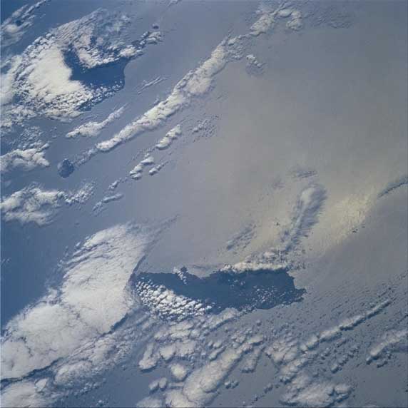 image of San Cristobal Island from the space shuttle