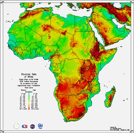 Africa elevation map